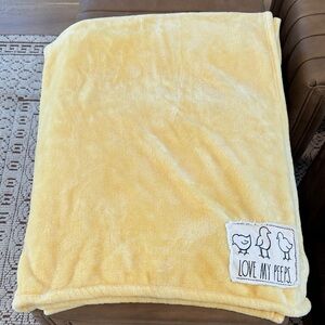 Rae Dunn Easter Love My Peeps Yellow Plush Throw Blanket Soft Cozy Spring Chicks